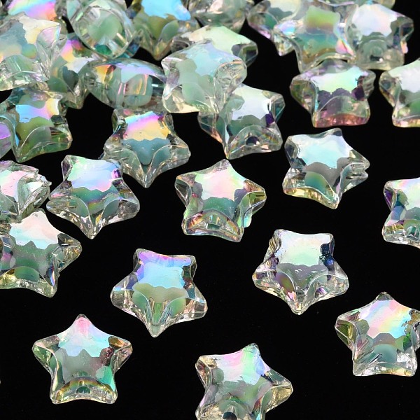 

PandaHall Transparent Acrylic Beads, Bead in Bead, AB Color, Faceted, Star, Aquamarine, 14x15x8.5mm, Hole: 2mm, about 518pcs/500g Acrylic..., Green