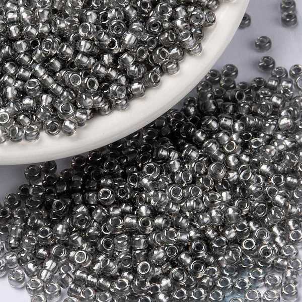 

PandaHall MIYUKI Round Rocailles Beads, Japanese Seed Beads, (RR2266) Fancy Lined Ice, 8/0, 3mm, Hole: 1mm, about 422~455pcs/10g Glass Gray