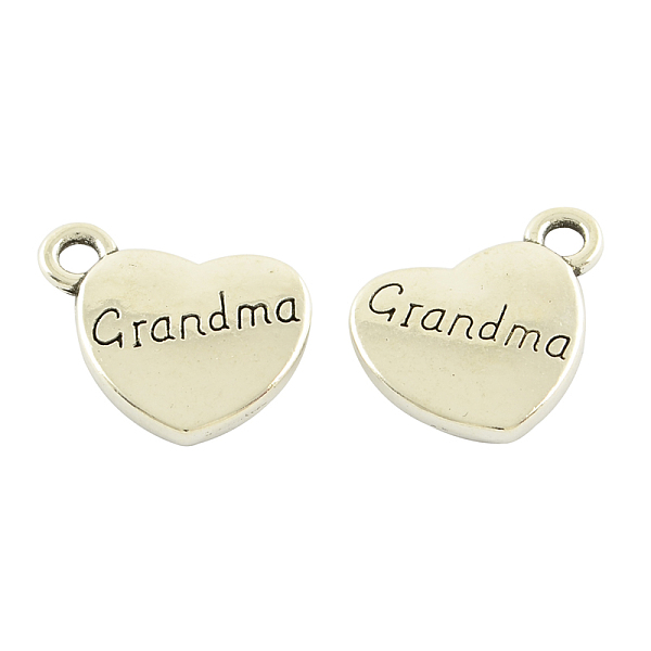 

PandaHall Tibetan Style Alloy Pendants, Heart with Word Grandma, Cadmium Free & Nickel Free & Lead Free, Antique Silver, 16x17x3mm, Hole...