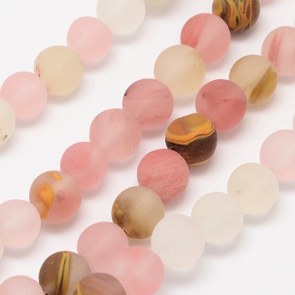 

PandaHall Tigerskin Glass Beads Strands, Frosted, Round, 6mm, Hole: 0.8mm, about 60pcs/strand, 14.1 inch Tigerskin Glass Round