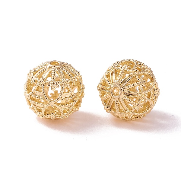 

PandaHall Brass Hollow Round Beads, Golden, 13.5mm, Hole: 1.6mm Brass Round