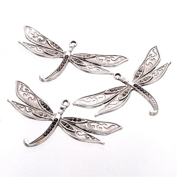 

PandaHall Alloy Pendant Rhinestone Cabochon Settings, Cadmium Free & Lead Free, Dragonfly, Antique Silver, 80x43x3mm, Hole: 3mm Alloy...