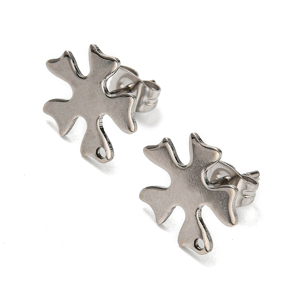 

PandaHall 201 Stainless Steel Stud Earrings Finding, with 304 Stainless Steel Pins, Flower, Stainless Steel Color, 13x13mm, Hole: 1mm, Pin...