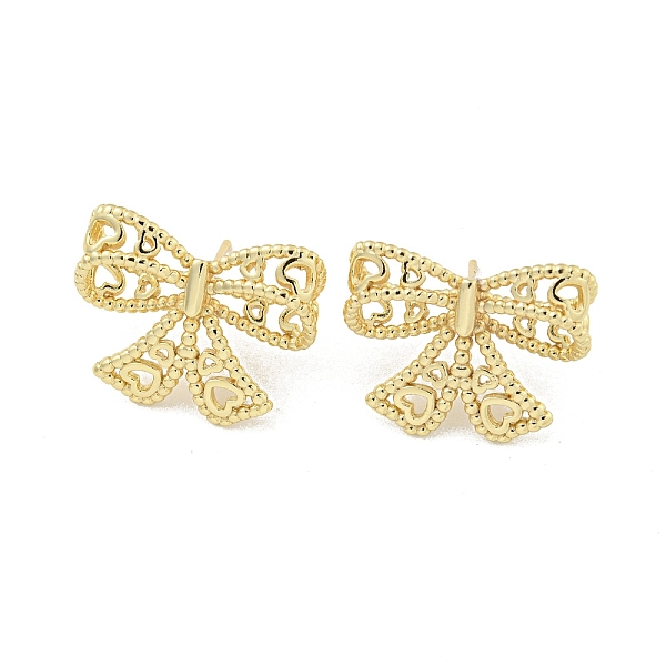 

PandaHall Hollow Bowknot Rack Plated Brass Stud Earrings for Women, Lead Free & Cadmium Free, Long-Lasting Plated, Real 18K Gold Plated...