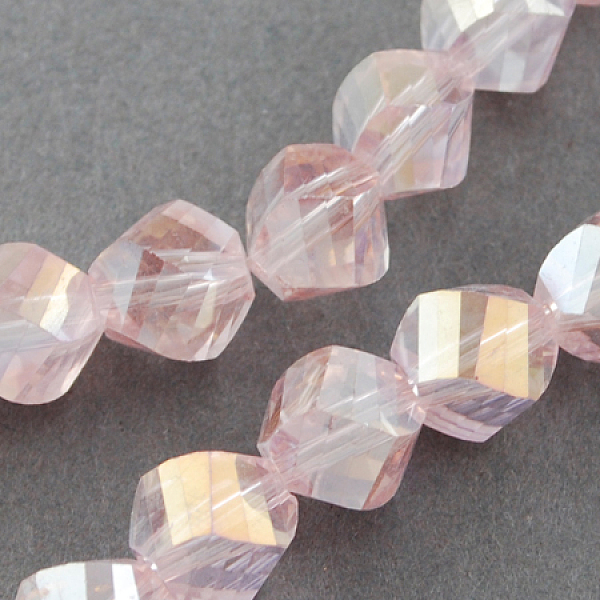 

PandaHall Electroplate Glass Beads Strands, AB Color Plated, Faceted, Twist, Pearl Pink, 4x4x4mm, Hole: 1mm Glass Twist Pink