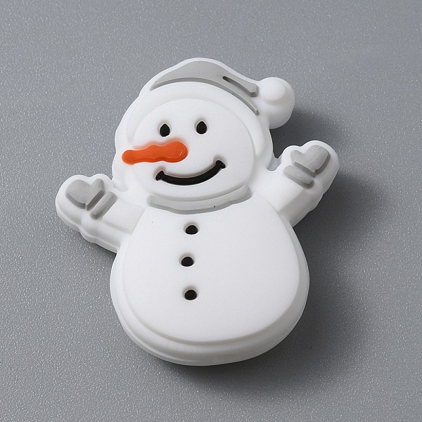 Cuentas de silicona ecológicas de grado alimenticio con tema navideño de muñeco de nieve