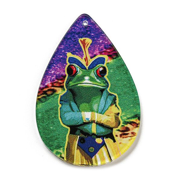 

PandaHall Carnival Acrylic Pendants, Teardrop, Frog, 49.5x32.5x2.5mm, Hole: 1.6mm Acrylic Frog