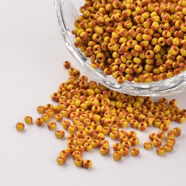 

PandaHall 12/0 Opaque Colours Seep Glass Beads, Round Seed Beads, Yellow, 1.5~2x2mm, Hole: 0.5mm, about 22500pcs/450g Glass Yellow