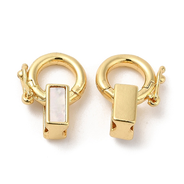 

PandaHall Rack Plating Brass Twister Clasps, with Shell, Cadmium Free & Lead Free, Real 18K Gold Plated, Long-Lasting Plated, Rectangle...