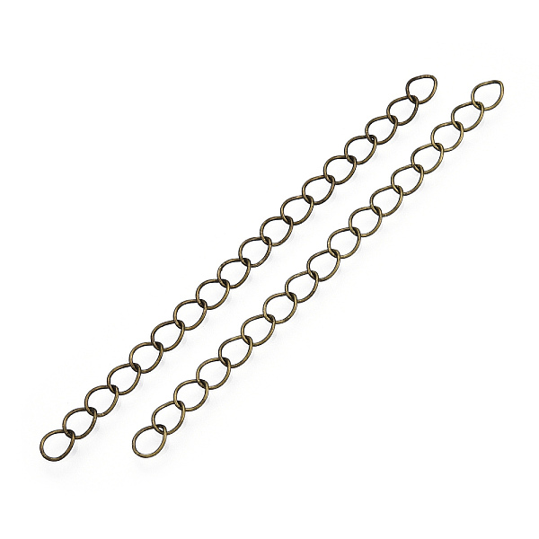 

PandaHall Iron Chain Extender, Curb Chains, Nickel Free, Antique Bronze, 70mm, Link: 5~5.5x3.5~4x0.5mm Iron
