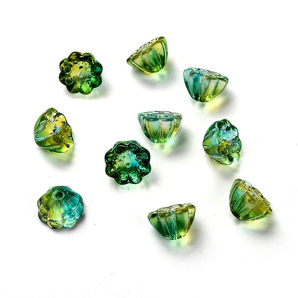

PandaHall Transparent Glass Beads, Lotus Pod, Green, 10.5x6.5mm, Hole: 1.4mm Glass Flower Green