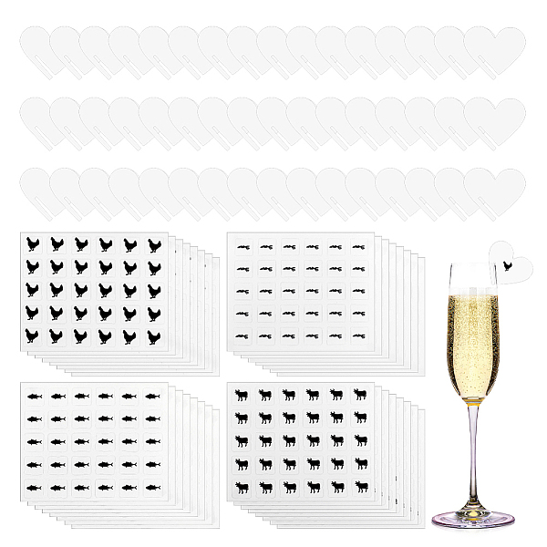 

PandaHall Olycraft Blank Paper Wine Glass Tags, Drink Blank Markers for Party Favor, with 4 Styles Paper Self Adhesive Cartoon Stickers..., White