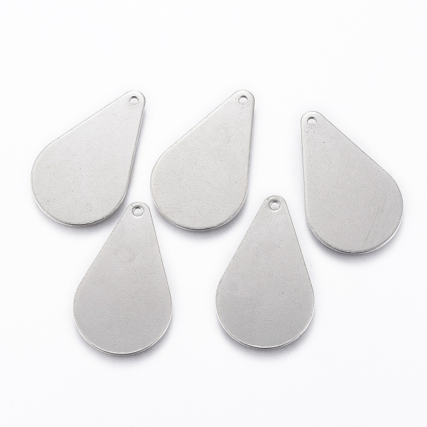PandaHall 304 Stainless Steel Stamping Blank Tag Pendants, Teardrop, Stainless Steel Color, 26x16x0.8mm, Hole: 1mm 304 Stainless Steel...
