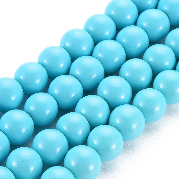 

PandaHall Painted Glass Bead Strands, Baking Paint, Round, Light Sky Blue, 10mm, Hole: 1.3~1.6mm, about 80pcs/strand, 31.4 inch Glass Round...