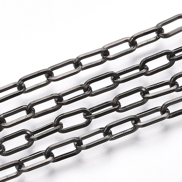 

PandaHall Unwelded Iron Paperclip Chains, Flat Oval, Drawn Elongated Cable Chains, with Spool, Gunmetal, 10x5x1mm, about 82.02 Feet...