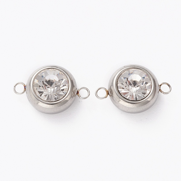 

PandaHall Stainless Steel Color Plated 304 Stainless Steel Pave Cubic Zirconia Links Connectors, Flat Round, Clear, 18x12x7mm, Hole: 2mm 304...