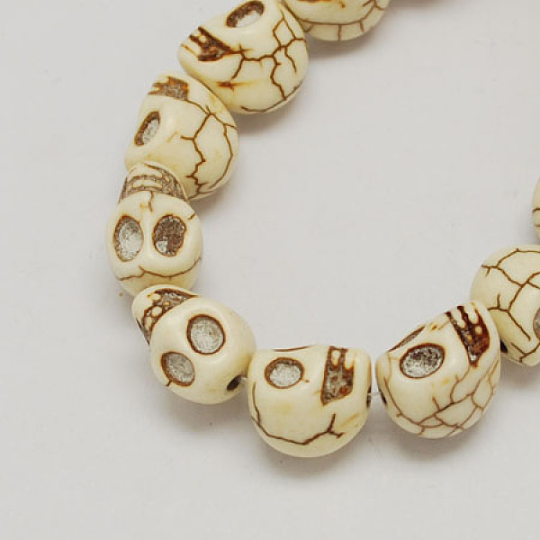 

PandaHall Gemstone Beads Strands, Synthetical Turquoise, Skull, for Halloween, White, 15x12x14mm, Hole: 1.5mm, about 22pcs/strand Synthetic...