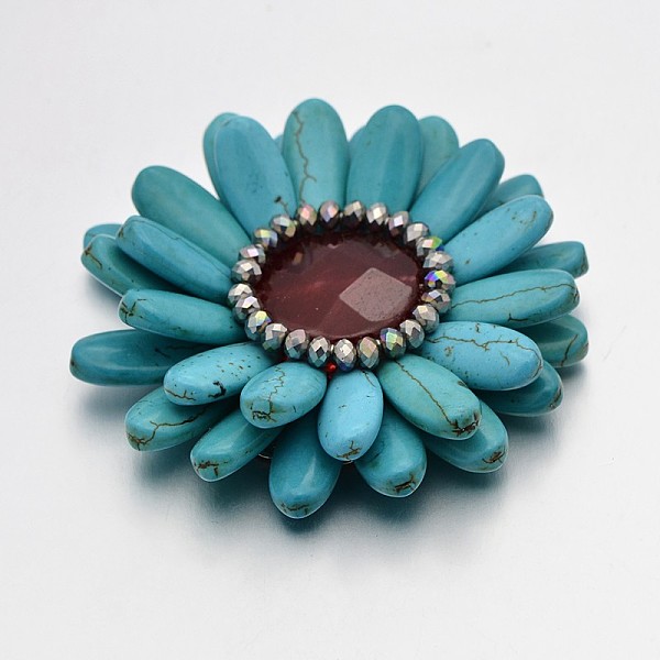 Dye Synthetic Turquoise Flower Cabochons