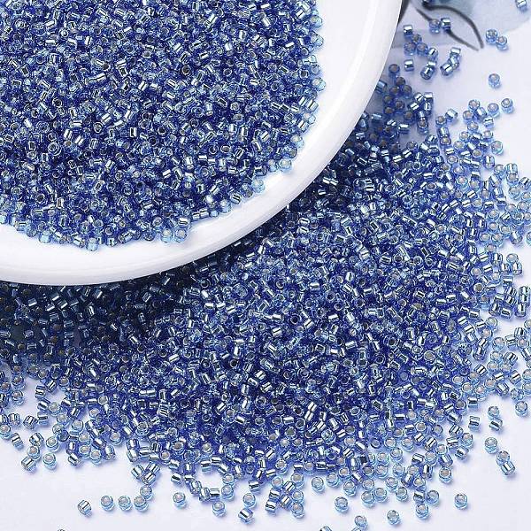 

PandaHall MIYUKI Delica Beads, Cylinder, Japanese Seed Beads, 11/0, (DB1210) Silverlined Azure, 1.3x1.6mm, Hole: 0.8mm, about 10000pcs/bag..., Blue