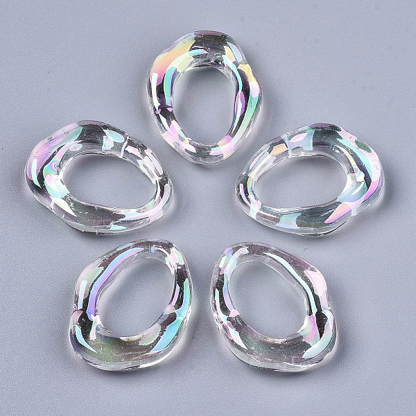 

PandaHall Transparent Acrylic Linkings Rings, AB Color, Ring, Clear AB, 32x25x7mm, Inner Diameter: 20x13mm Acrylic Ring White