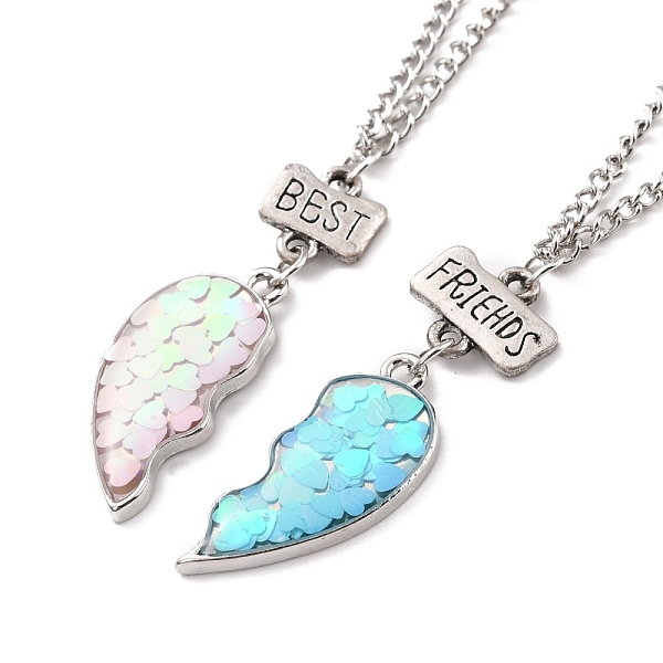 

PandaHall Best Friends Alloy Pendant Necklaces, Valentine's Day Broken Heart Necklace, Platinum, Mixed Color, 20.31 inch(51.6cm), 2.4mm..., Multicolor