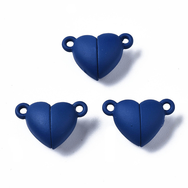 

PandaHall Spray Painted Alloy Magnetic Clasps with Loops, Cadmium Free & Nickel Free & Lead Free, Heart, Marine Blue, 10.5x16x7mm, Hole...