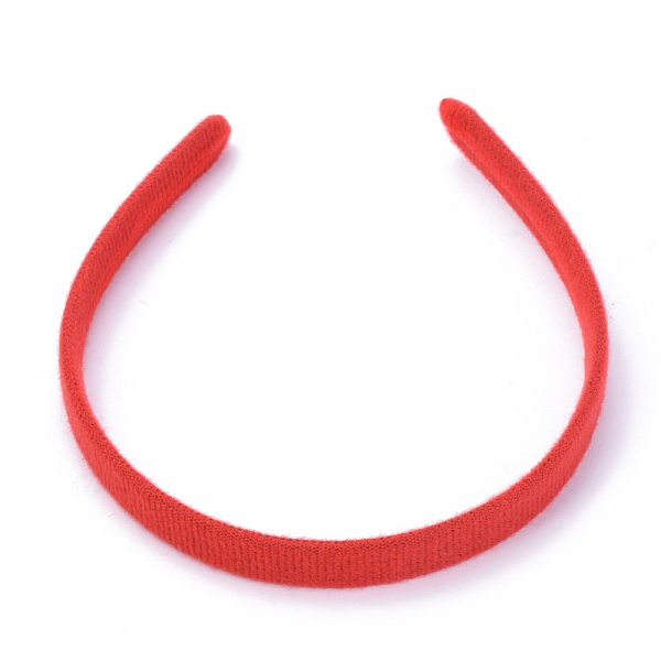 PandaHall Hair Accessories Plain Plastic Hair Band Findings, No Teeth, with Velvet, Red, 122mm, 13mm Plastic Red