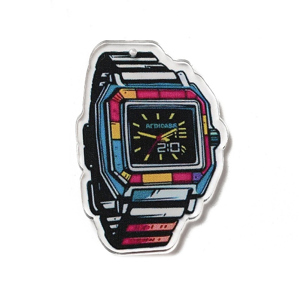 

PandaHall Acrylic Pendant, watches, 50x34x2mm, Hole: 1.6mm Acrylic Others