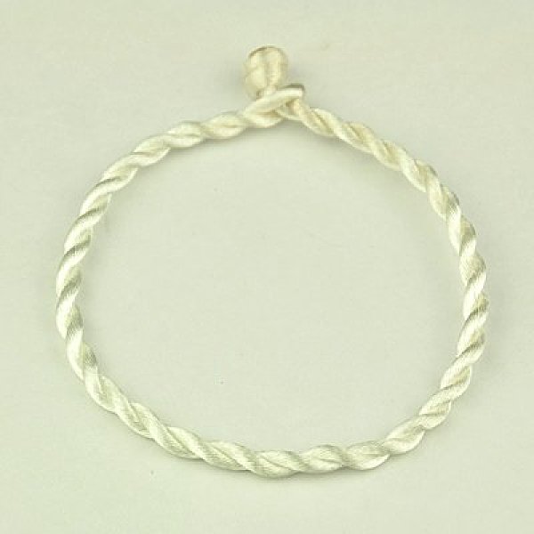 PandaHall Nylon Rattail Satin Cord Bracelet Making, White, 190x3mm Nylon White