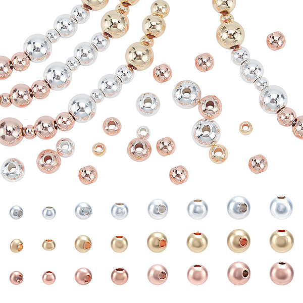

PandaHall PH 300pcs 14K Gold Plated Spacer Beads, 3 Colors Brass Spacer Beads 3 4 5 6mm Round Loose Beads Small Smooth Beads Ball Beads...