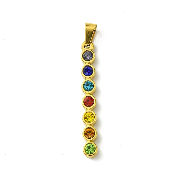 

PandaHall Vacuum Plating 304 Stainless Steel Pendants, with Rhinestone, Chakra Flat Round, Golden, 40x5x4mm, Hole: 7.5x3mm Stainless...