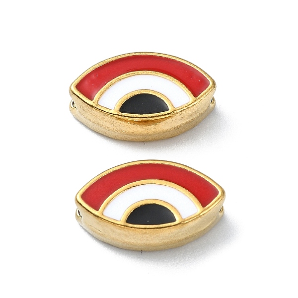 

PandaHall Ion Plating(IP) 304 Stainless Steel Enamel Beads, Real 18K Gold Plated, Evil Eye, FireBrick, 8x13.5x4.5mm, Hole: 1.4mm Stainless..., Red