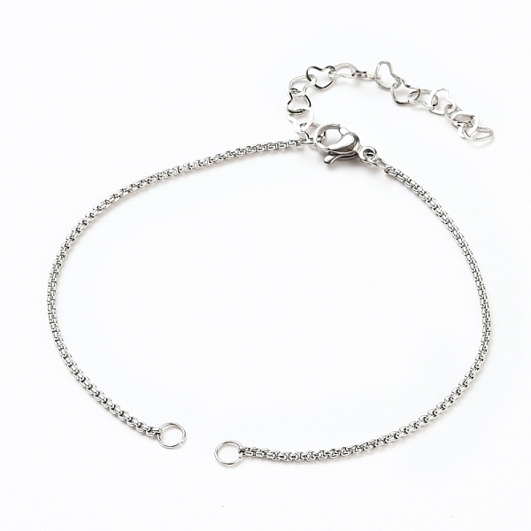 

PandaHall 304 Stainless Steel Box Chains/Venice Chains Bracelets Making, with Lobster Claw Clasps and Extension Chain, Stainless Steel Color...