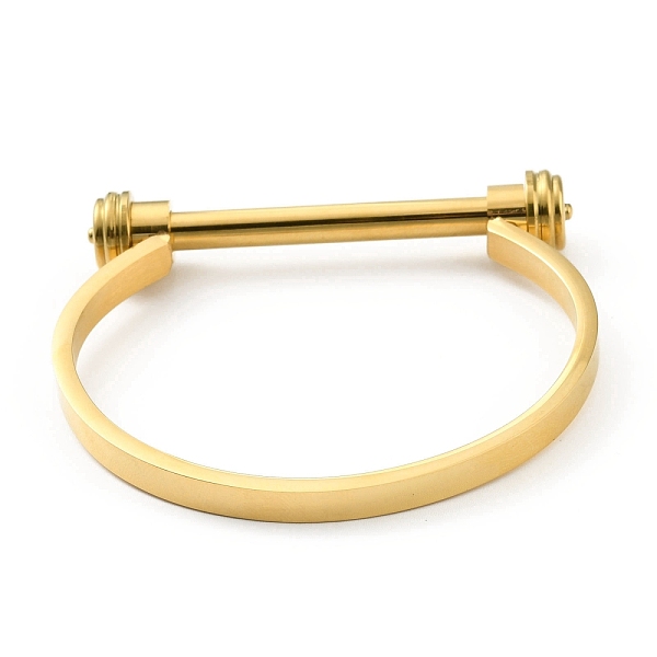 

PandaHall 304 Stainless Steel D Shape Bar Screw Bangle, Shackle Horseshoe Bangle for Men Women, Golden, Inner Diameter: 1-7/8x2-3/8 inch...