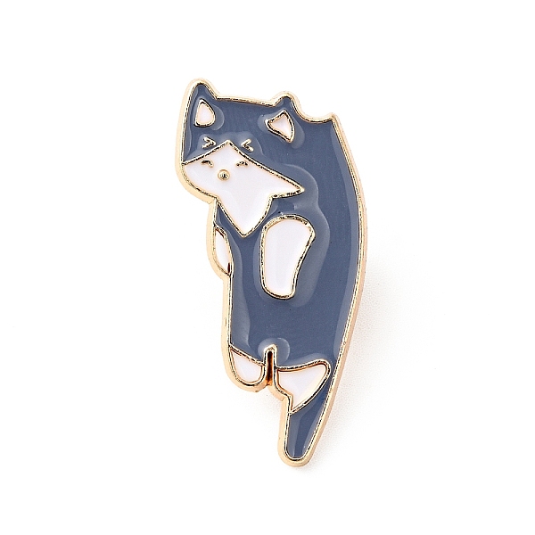 

PandaHall Cartoon Cat Enamel Pin, Light Gold Plated Alloy Badge for Backpack Clothes, Steel Blue, 28x15x1.3mm Alloy+Enamel
