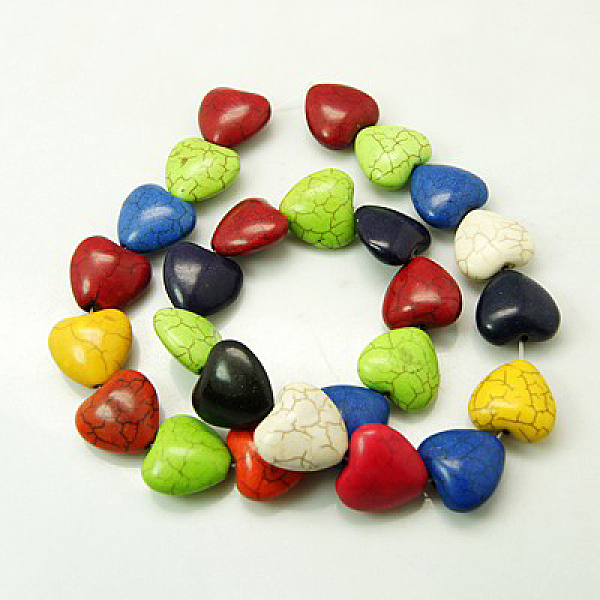 

PandaHall Synthetic Turquoise Beads Strands, Heart, Mixed Color, 16x16x8mm, about 16pcs/strand, 76g/strand, 6strands/500g Synthetic..., Multicolor