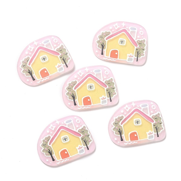 

PandaHall Printed Acrylic Cabochons, Nuggets with House Pattern, Pink, 30x39x2.2mm Acrylic Nuggets Pink