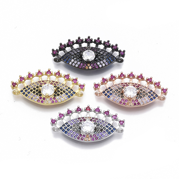

PandaHall Brass Micro Pave Cubic Zirconia Links connectors, Eye, Colorful, Mixed Color, 15x28x4.5mm, Hole: 1mm Brass+Cubic Zirconia Eye