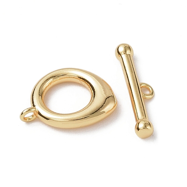 

PandaHall Brass Toggle Clasps, Teardrop, Real 18K Gold Plated, Teardrop Clasps: 14x11x2.5mm, Hole: 6mm, T Clasps: 4x16x2.5mm Brass Teardrop