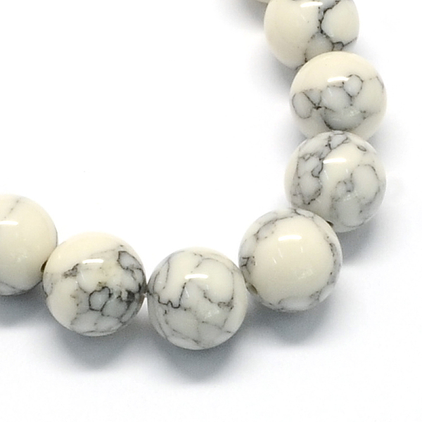 

PandaHall Dyed Synthetic Turquoise Gemstone Bead Strands, Round, WhiteSmoke, 6mm, Hole: 1mm, about 66pcs/strand, 15.7 inch Synthetic..., White