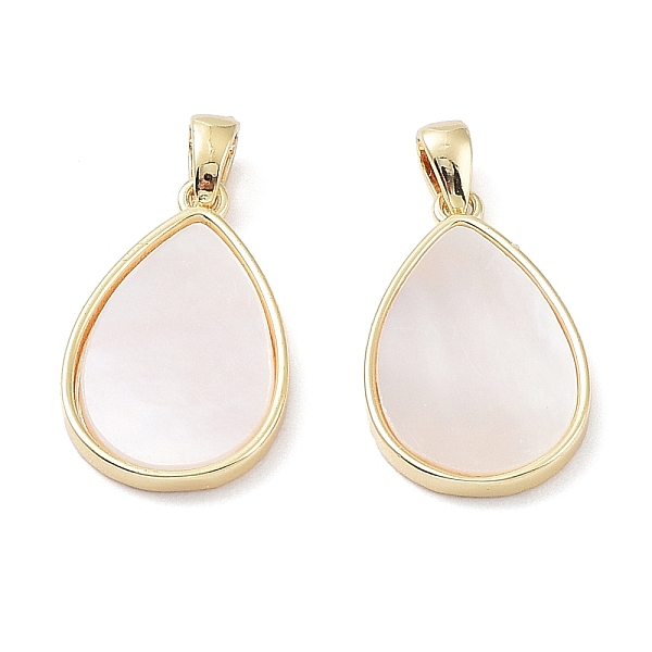 

PandaHall Rack Plating Brass Pendants, Teardrop Charms with Shell, Long-Lasting Plated, Real 18K Gold Plated, 19x11.5x2mm, Hole: 3x2mm Shell...