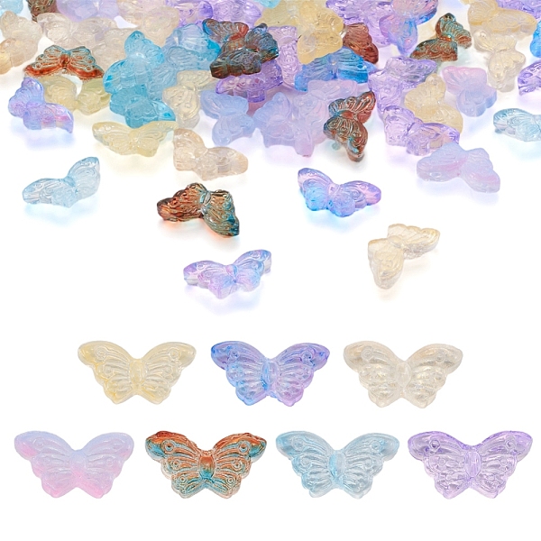 

PandaHall 70Pcs 7 Colors Handmade Lampwork Beads, Butterfly, Mixed Color, 8x14.5x4.5mm, Hole: 1mm, 10pcs/color Lampwork Butterfly Multicolor