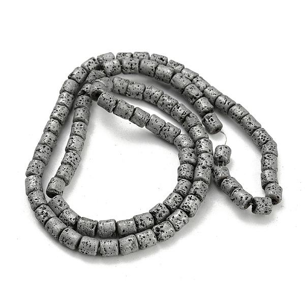 

PandaHall Electroplated Natural Lava Rock Beads Strands, Column, Platinum Plated, 4~4.5x4.5~5mm, Hole: 0.9mm, about 78pcs/strand, 16.14''...