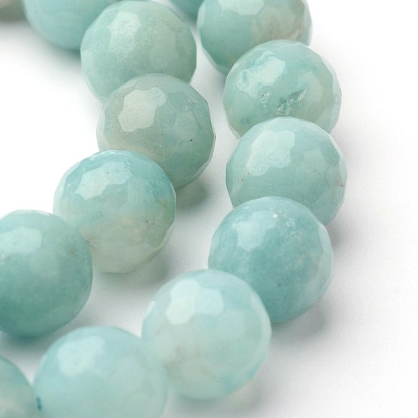 

PandaHall Natural Amazonite Beads Strands, Faceted, Round, 8mm, Hole: 1mm, about 46pcs/strand, 15 inch Amazonite Round