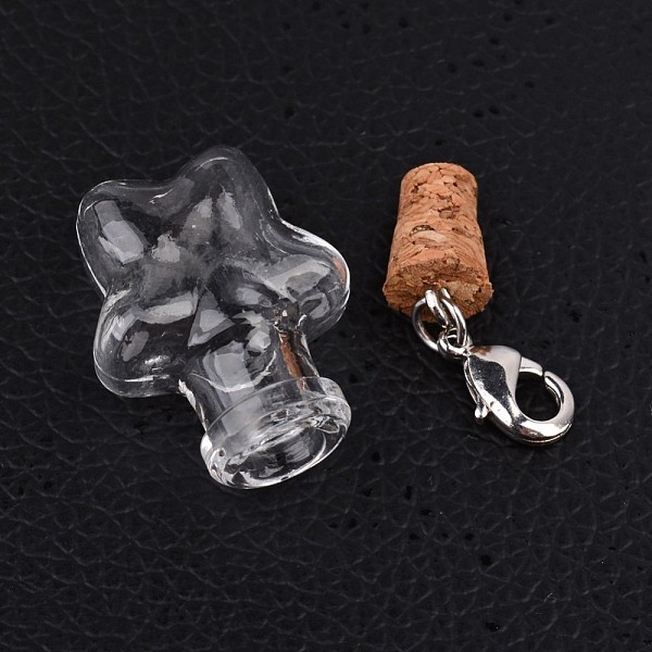 

PandaHall Star Glass Wishing Bottle Pendants, with Iron Findings and Brass Lobster Claw Clasps, Platinum, 47mm, Bottle Capacity: 1ml(0.03...