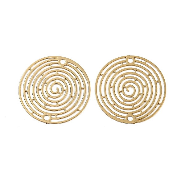 

PandaHall Rack Plating Brass Hollow Out Connector Charms, Long-Lasting Plated, Flat Round Maze Etched Metal Embellishments, Light Gold...