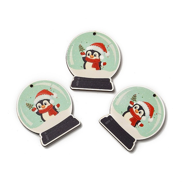 

PandaHall Single Face Printed Wood Pendants, Christmas Crystal Ball Charms, Others, 50x44x2.6mm, Hole: 2mm Wood Others