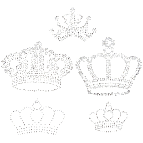 PandaHall FINGERINSPIRE 5pcs Crown Pattern Iron on Crystal Rhinestone Decals Crown Large Rhinestone Transfer Rhinestone Iron on Hotfix...