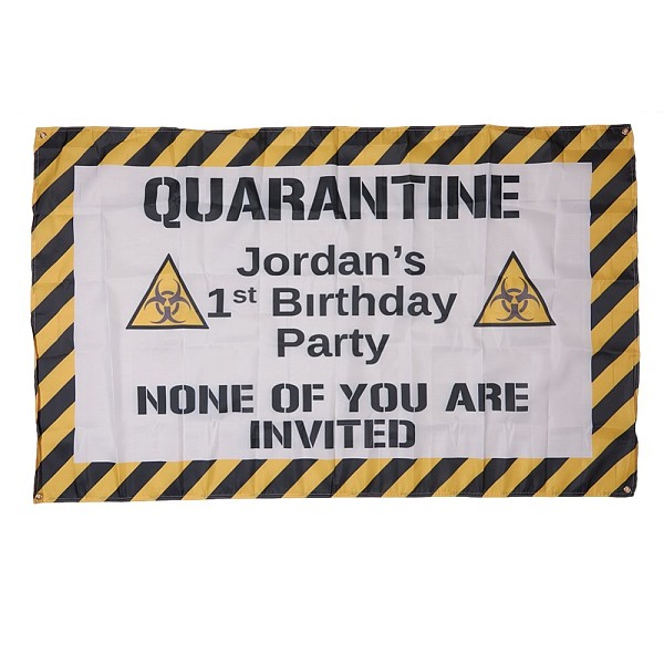 PandaHall Polyester Quarantine Birthday Decorations Banner, Distancing Theme Virus Isolation Banner, Birthday Party Idea Sign Supplies...