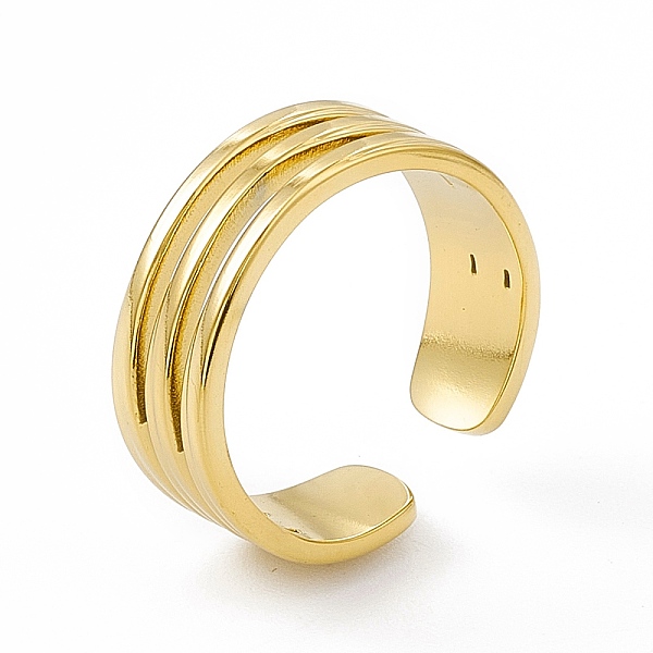 

PandaHall Ion Plating(IP) 304 Stainless Steel Cuff Ring for Women, Grooved Wide Band Open Rings, Real 14K Gold Plated, 7mm, Inner Diameter...